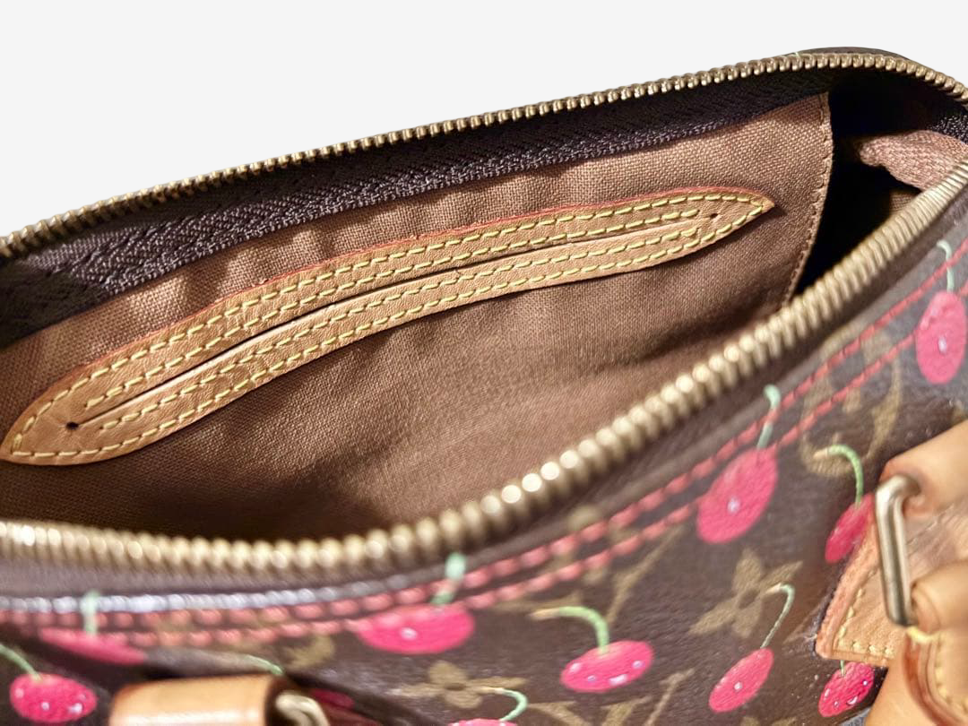 Louis Vuitton x Takashi Murakami Cherry Speedy 25 Monogram Cerises Rare Vintage Collector Handbag with Flower Charm