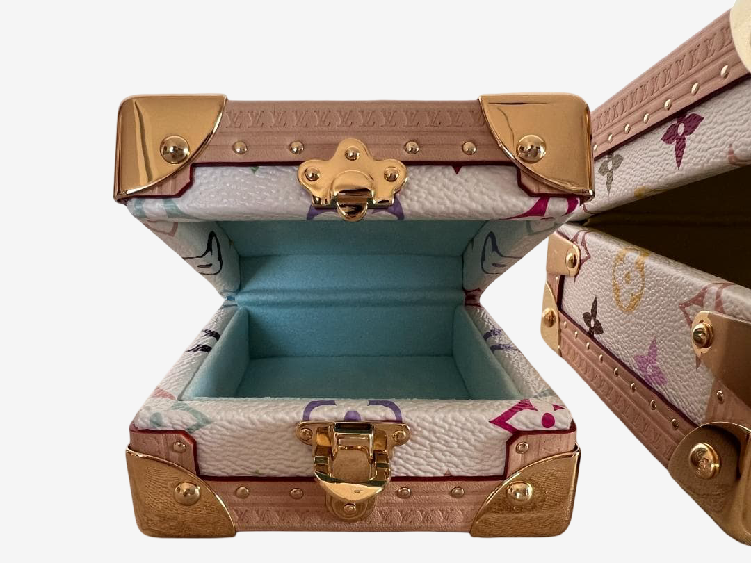 Louis Vuitton x Takashi Murakami Monogram Multicolor Pyramid Trunk Set Rare Nested Collector Hard Case Sculpture Full Set