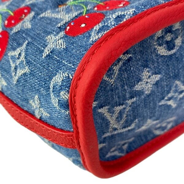 Louis Vuitton x Takashi Murakami Neverfull Inside Out BB M14997 Monogram Cherry Denim Tote Bag