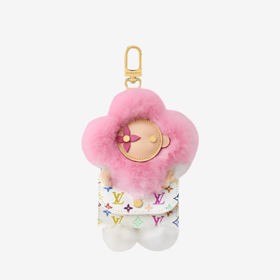 Louis Vuitton x Takashi Murakami Vivienne Bag Charm Multicolor Fur Pouch M03727 Rare LV TM Accessory