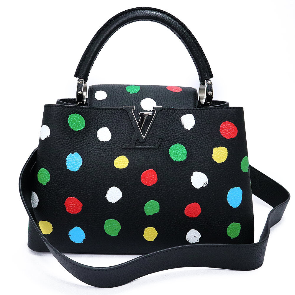 Louis Vuitton x Yayoi Kusama Capucines MM M21663 Black Taurillon Leather Multicolor Painted Dots