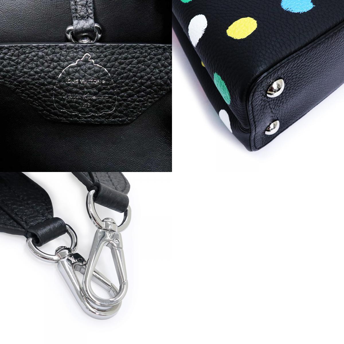 Louis Vuitton x Yayoi Kusama Capucines MM M21663 Black Taurillon Leather Multicolor Painted Dots