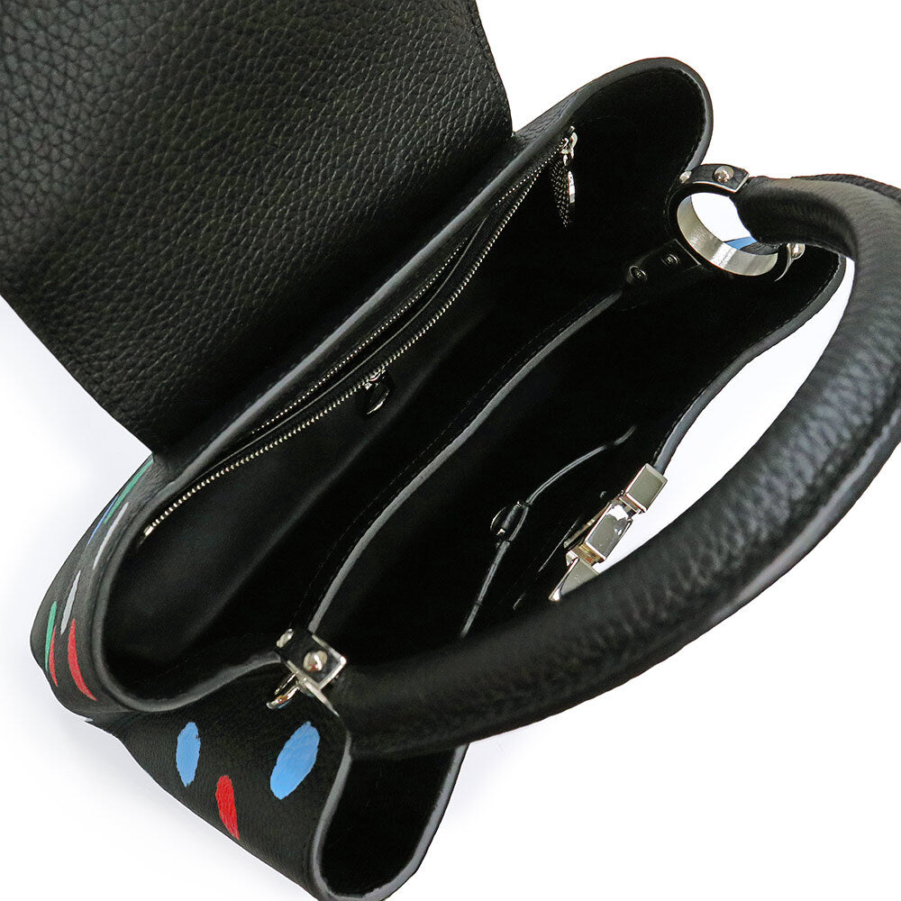 Louis Vuitton x Yayoi Kusama Capucines MM M21663 Black Taurillon Leather Multicolor Painted Dots