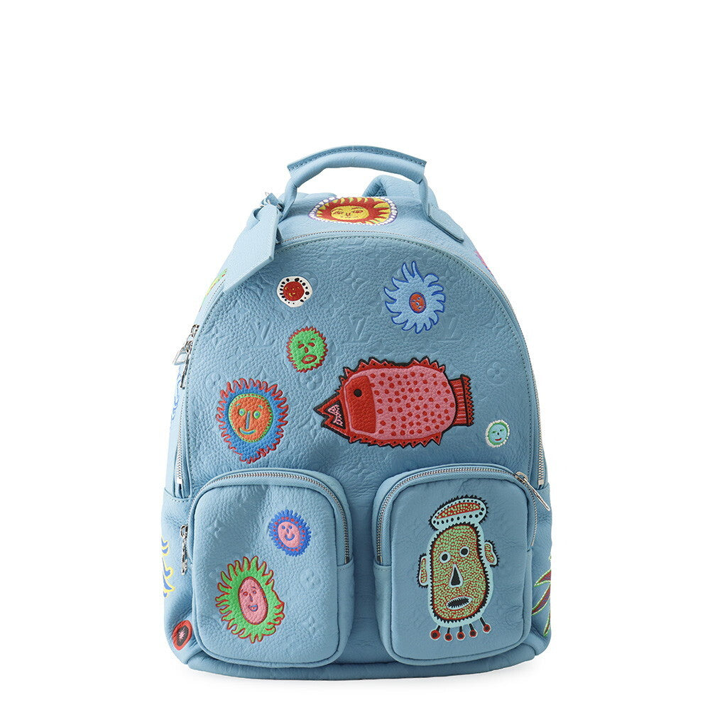 Louis Vuitton x Yayoi Kusama LV x YK Multipocket Backpack M21714 Blue Taurillon Monogram Leather