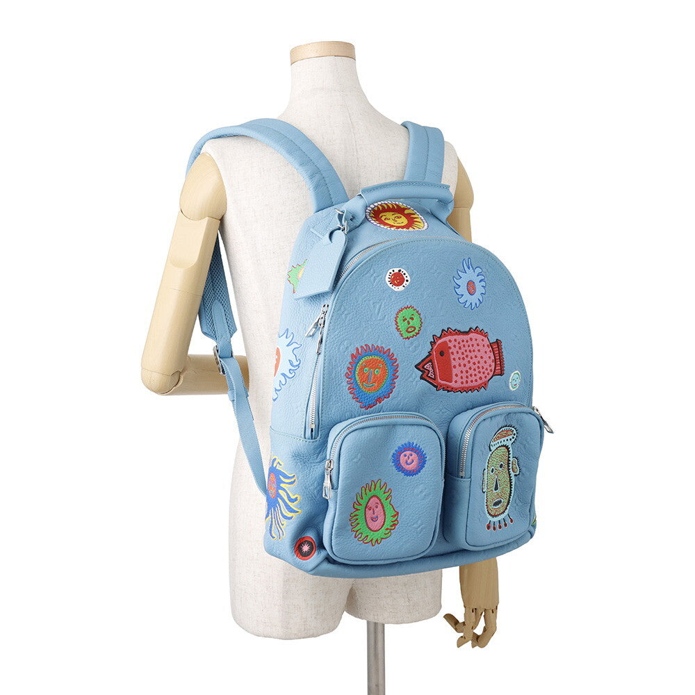 Louis Vuitton x Yayoi Kusama LV x YK Multipocket Backpack M21714 Blue Taurillon Monogram Leather