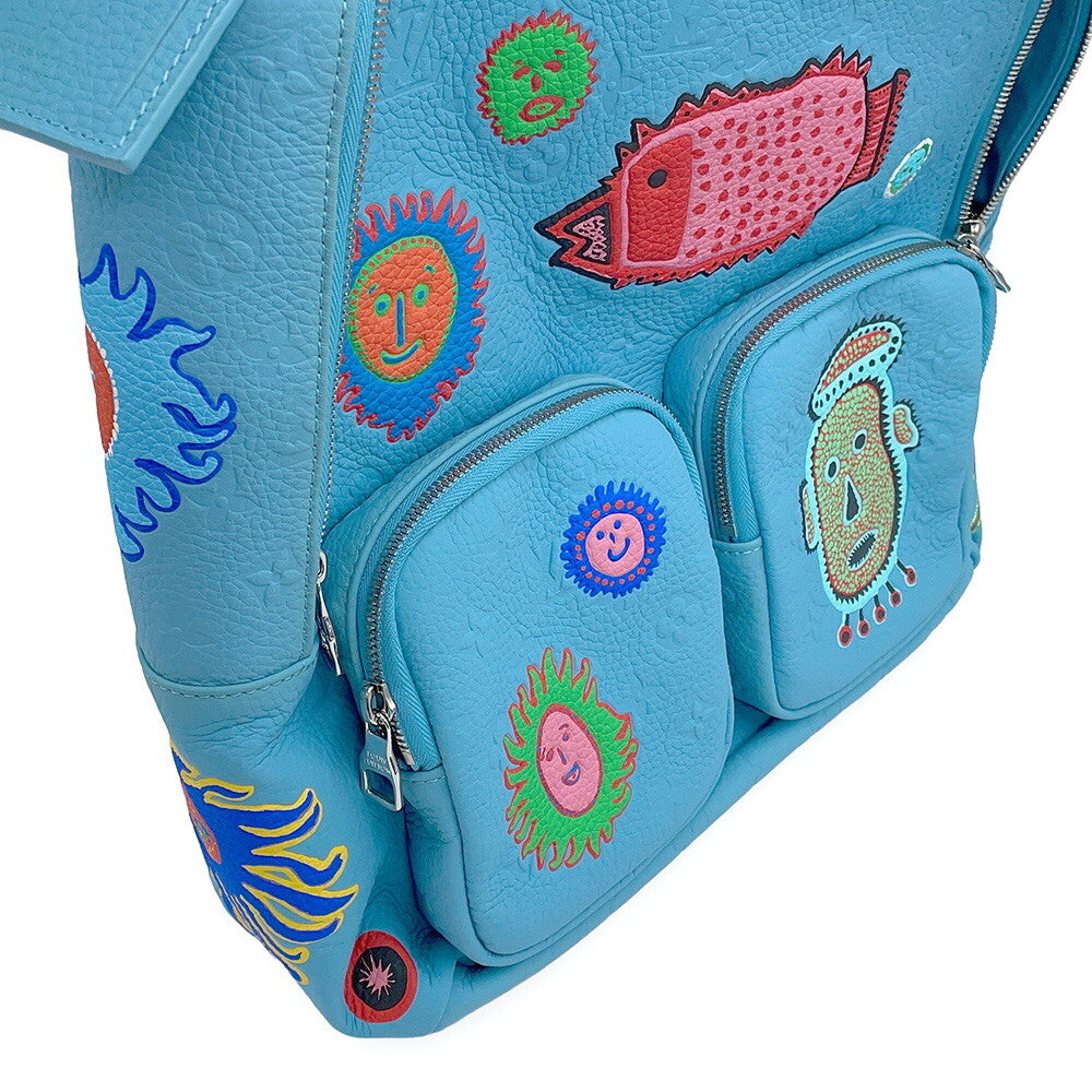 Louis Vuitton x Yayoi Kusama LV x YK Multipocket Backpack M21714 Blue Taurillon Monogram Leather