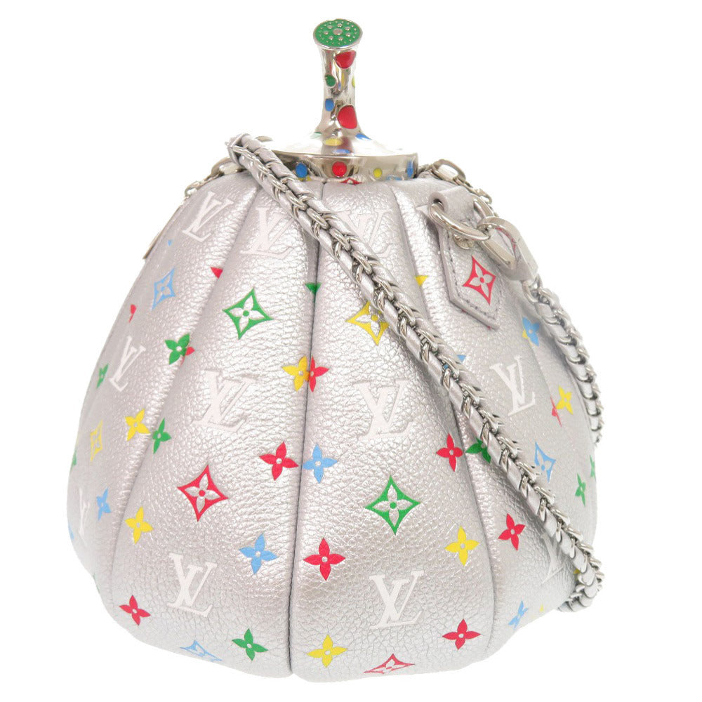 Louis Vuitton × Yayoi Kusama Pumpkin Bag M21761, Sculptural Silver Leather with Multicolor Monogram