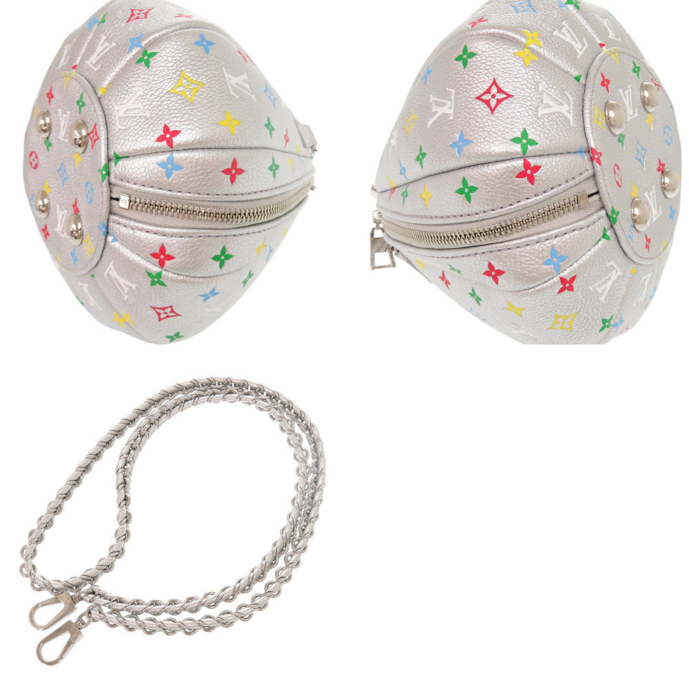 Louis Vuitton × Yayoi Kusama Pumpkin Bag M21761, Sculptural Silver Leather with Multicolor Monogram