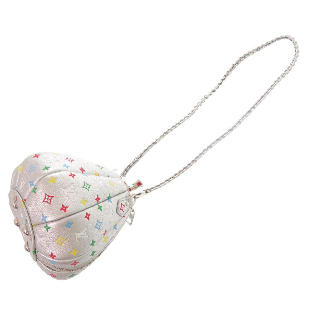 Louis Vuitton × Yayoi Kusama Pumpkin Bag M21761, Sculptural Silver Leather with Multicolor Monogram