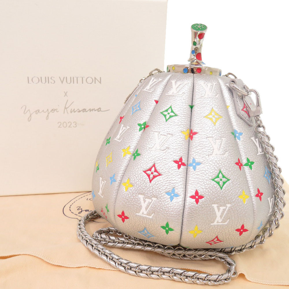 Louis Vuitton × Yayoi Kusama Pumpkin Bag M21761, Sculptural Silver Leather with Multicolor Monogram