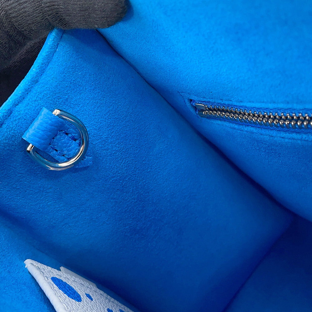 Louis Vuitton x Yayoi Kusama OnTheGo PM M46424 Blue White Infinity Dots Monogram Empreinte Leather Bag