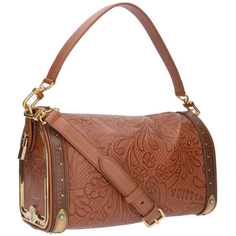 Louis Vuitton M11567 Horseshoe-Speedy Carved Leather Emboss Shoulder Bag Brown – Rare LV Artisanal Collector Piece