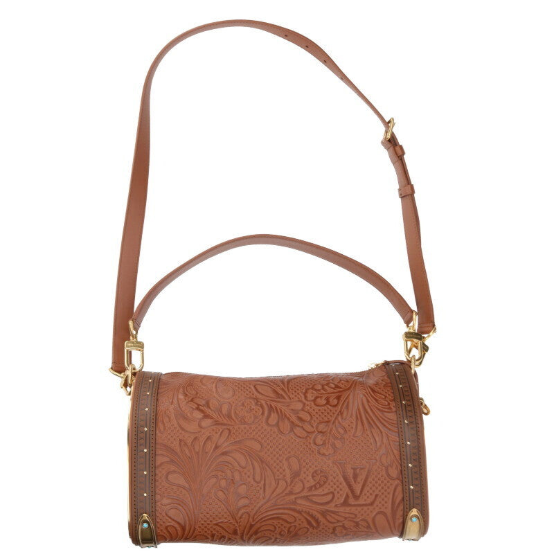 Louis Vuitton M11567 Horseshoe-Speedy Carved Leather Emboss Shoulder Bag Brown – Rare LV Artisanal Collector Piece