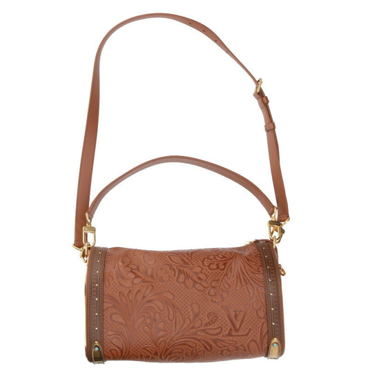 Louis Vuitton M11567 Horseshoe-Speedy Shoulder Bag, Floral Carved Embossed Brown Leather, Gold-Tone Hardware