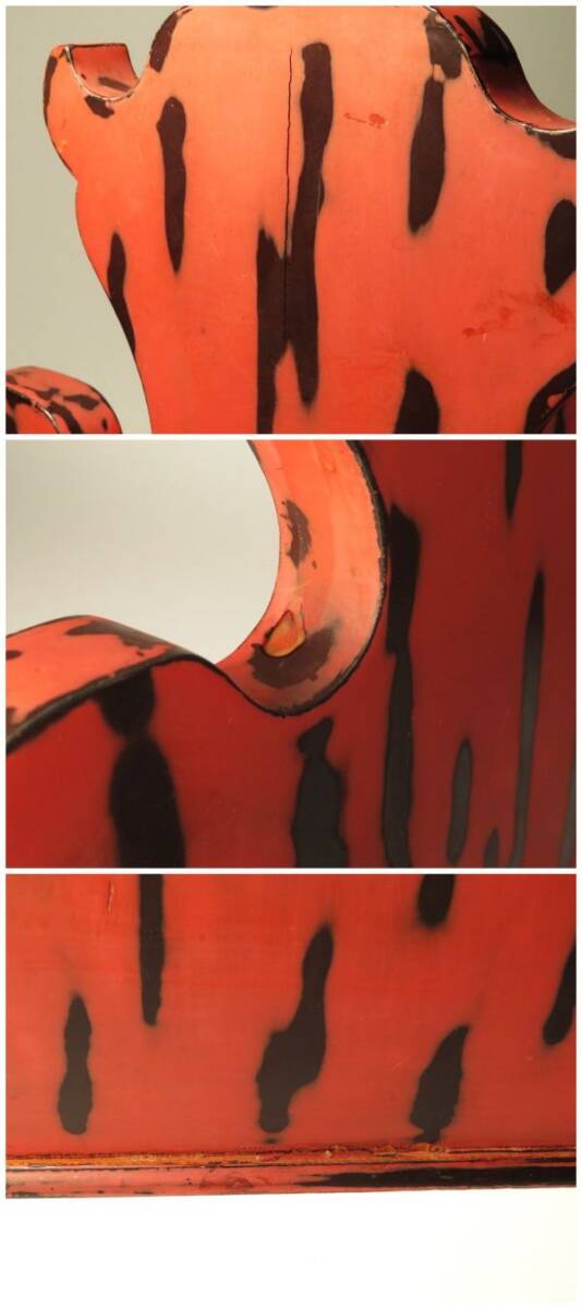 Antique Japanese Negoro Lacquer Sword Stand Katana Kake Meiji Period Samurai Display