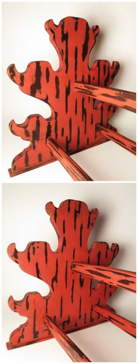 Antique Japanese Negoro Lacquer Sword Stand Katana Kake Meiji Period Samurai Display