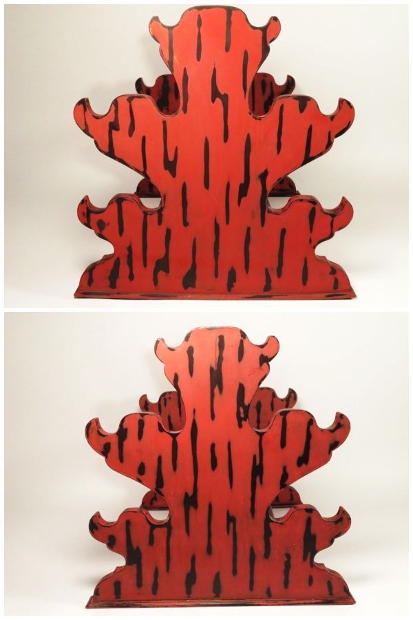 Antique Japanese Negoro Lacquer Sword Stand Katana Kake Meiji Period Samurai Display