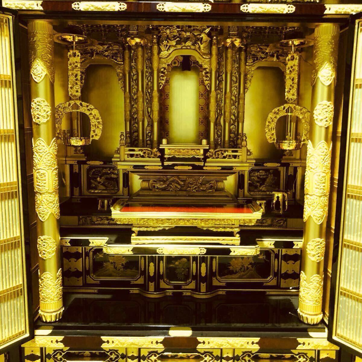 Monumental Nishihonganji-Style Gold Butsudan (40-Go) — Three-Way Opening Guden — Lacquer & Gold Powder — W124×D78×H176 cm