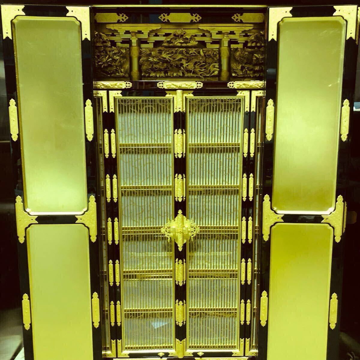 Monumental Nishihonganji-Style Gold Butsudan (40-Go) — Three-Way Opening Guden — Lacquer & Gold Powder — W124×D78×H176 cm