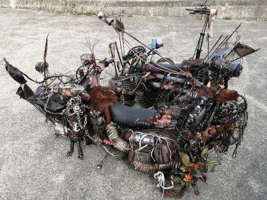 Mad Max Wasteland Custom Machines 2-Piece Set Pocket Bike + Buggy Industrial Scrap Art Vehicles Steampunk Battle Build