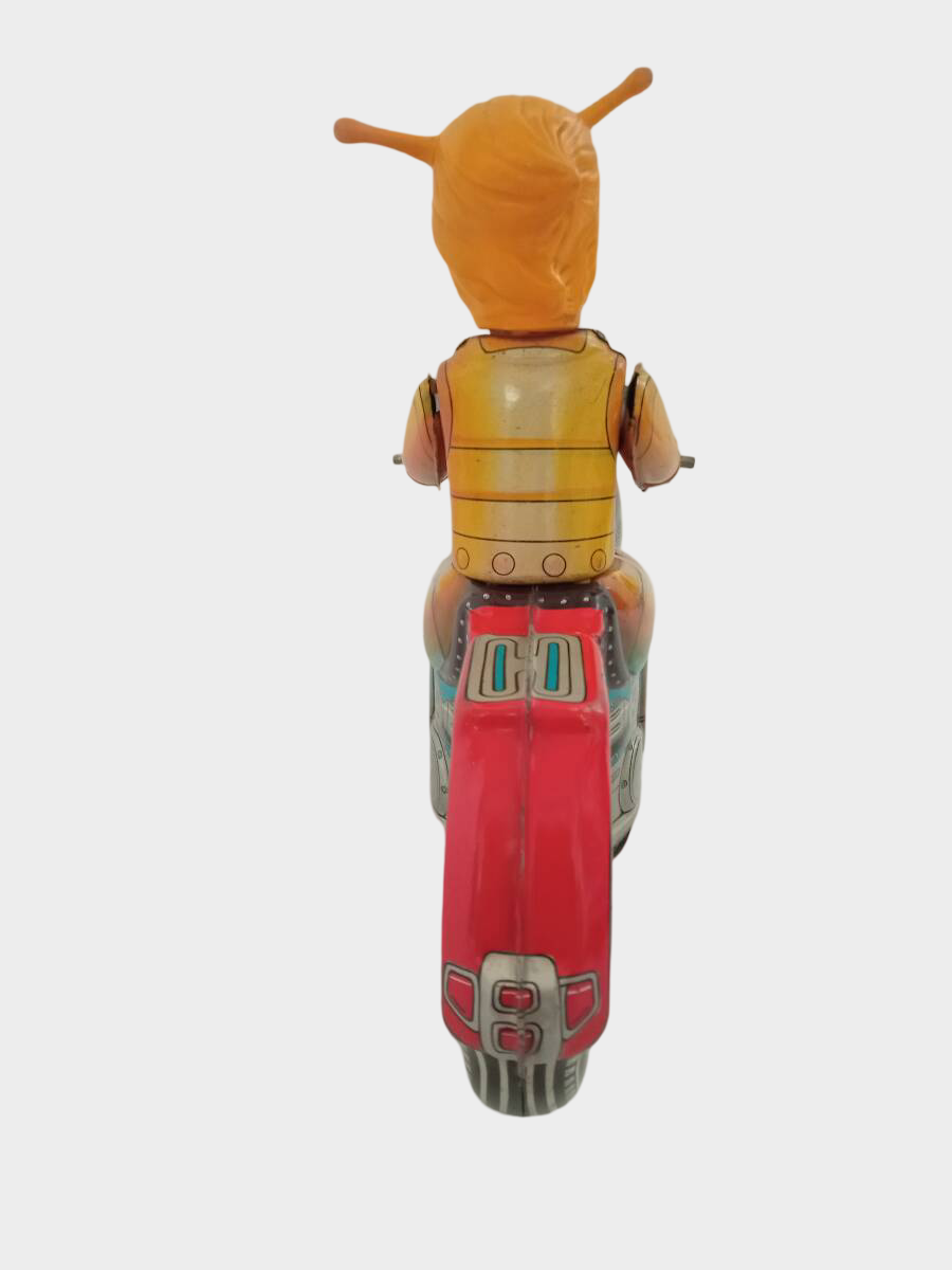 Maguma Taishi Tinplate Motorcycle — Large Wind-Up Hero Toy, Shōwa Japan Asakusa Toys