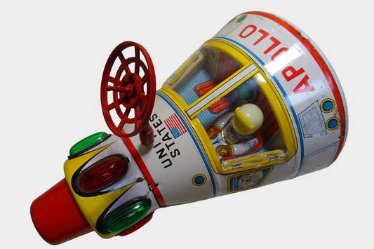 Vintage Masudaya Apollo Spacecraft Tin Toy Japan 1960s Astronaut Space Capsule
