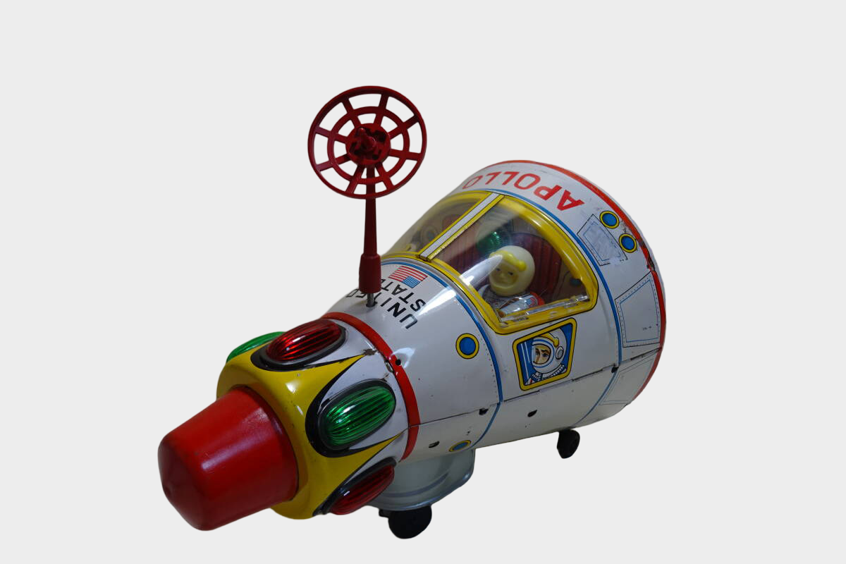 Vintage Masudaya Apollo Spacecraft Tin Toy Japan 1960s Astronaut Space Capsule