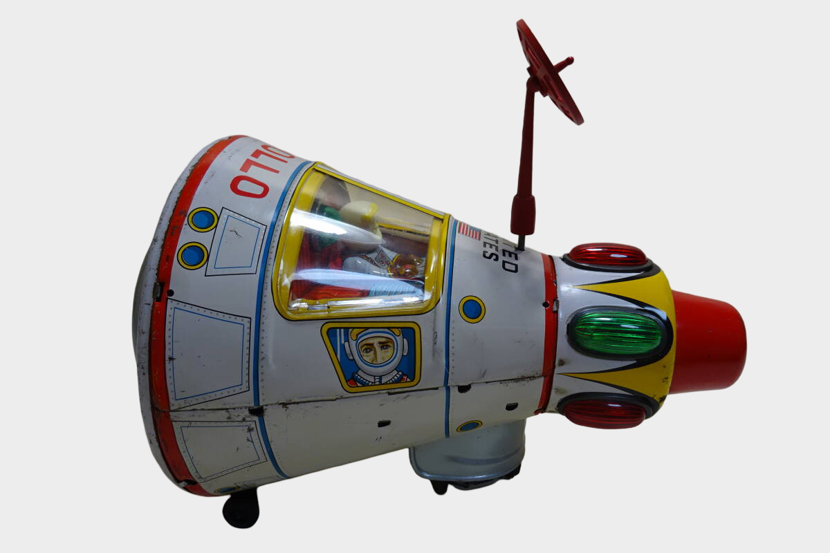 Vintage Masudaya Apollo Spacecraft Tin Toy Japan 1960s Astronaut Space Capsule