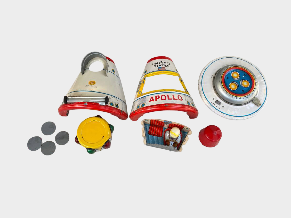 Vintage Masudaya Apollo Spacecraft Tin Toy Japan 1960s Astronaut Space Capsule