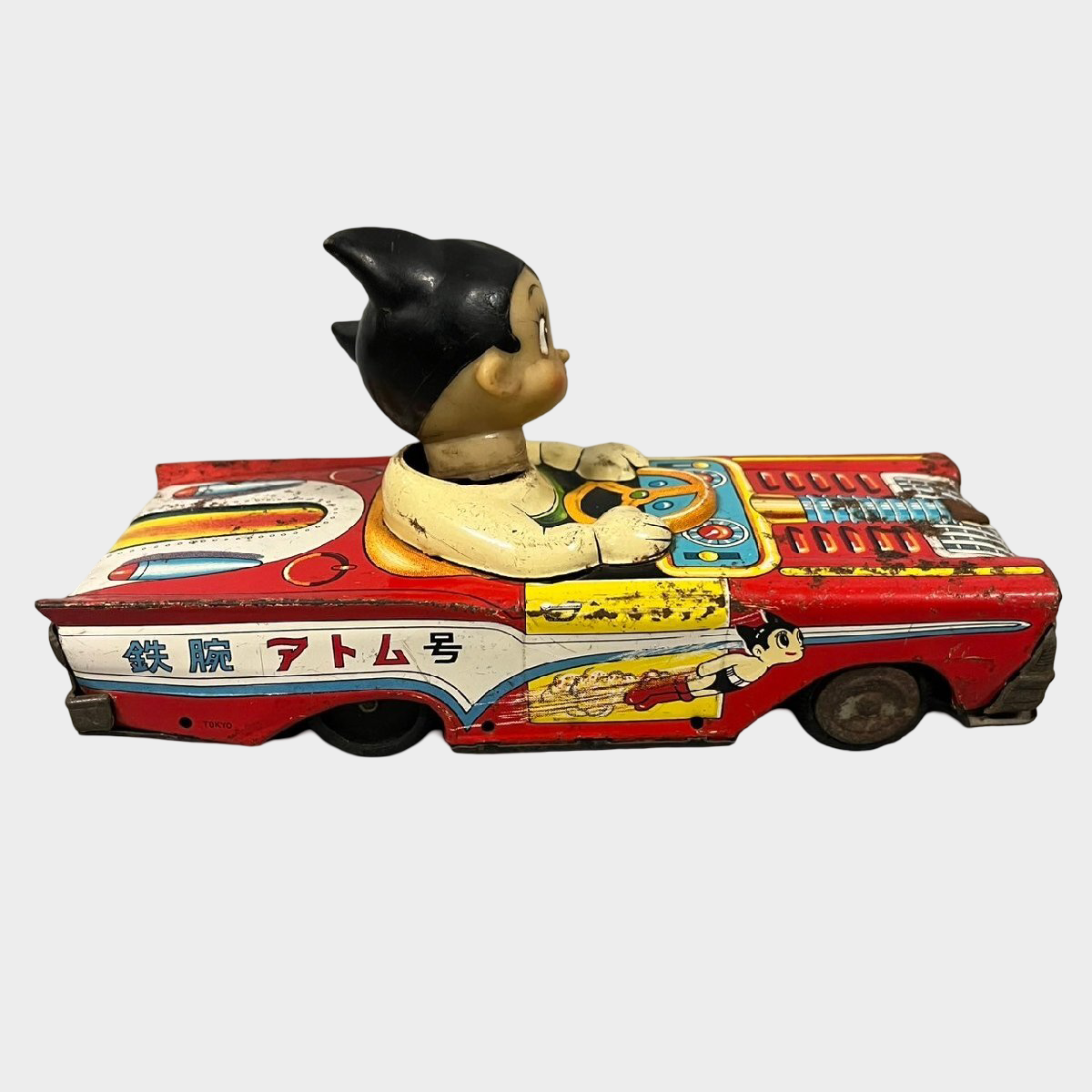 Vintage Masudaya Astro Boy Tin Car Mighty Atom Japanese Wind-Up Toy Showa Era