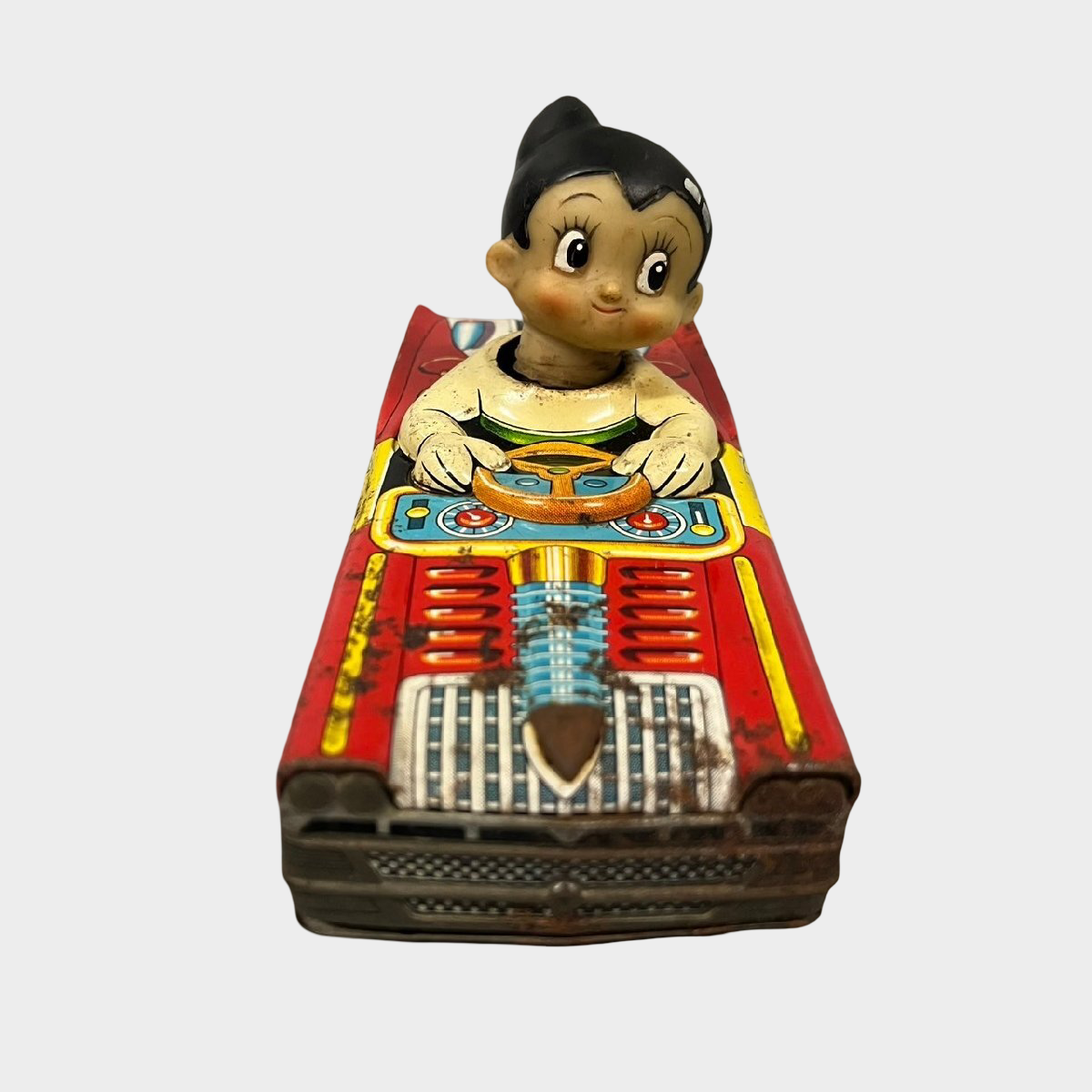 Vintage Masudaya Astro Boy Tin Car Mighty Atom Japanese Wind-Up Toy Showa Era