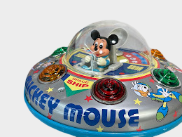 Vintage Masudaya Mickey Mouse Space Disc Electric Bumper Toy Japan 22cm Disney Retro Playset