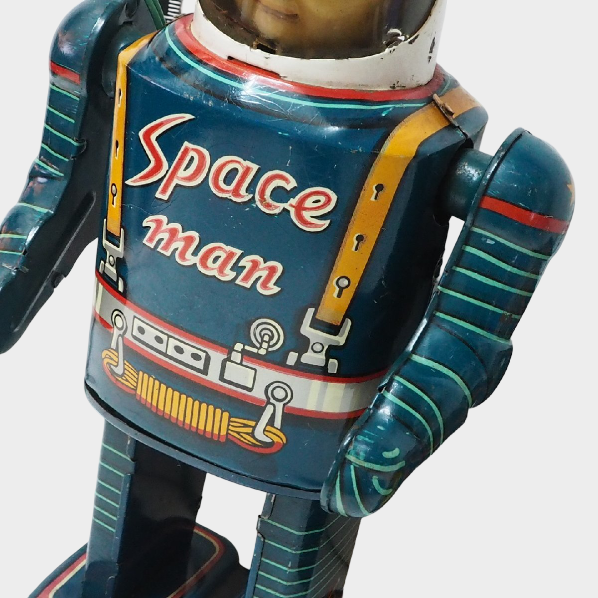 Rare Masudaya Space Man Tin Robot with Remote Control | Early Showa Japanese Astronaut Toy