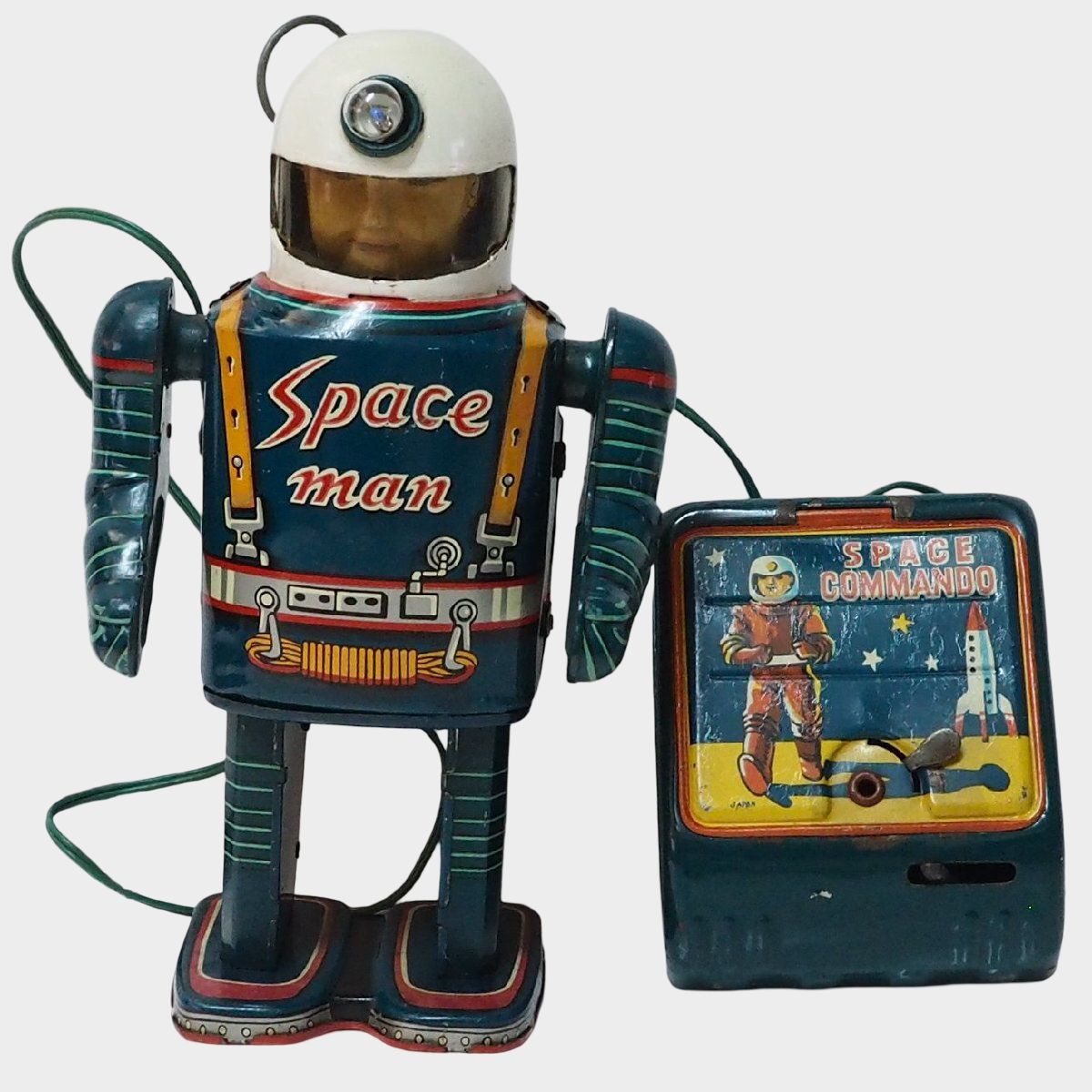 Rare Masudaya Space Man Tin Robot with Remote Control | Early Showa Japanese Astronaut Toy
