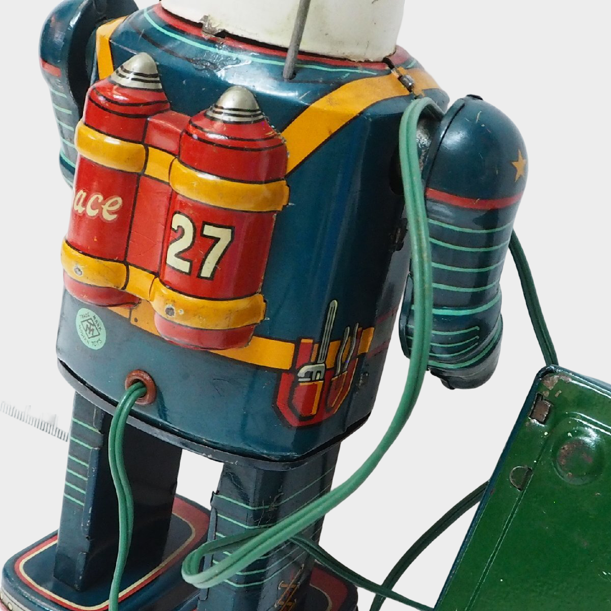 Rare Masudaya Space Man Tin Robot with Remote Control | Early Showa Japanese Astronaut Toy