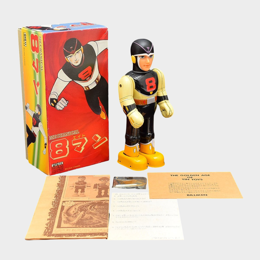 Mechanical 8-Man Tin Toy Biliken Shokai Japan Wind-Up Robot Figure Boxed Retro Showa Style