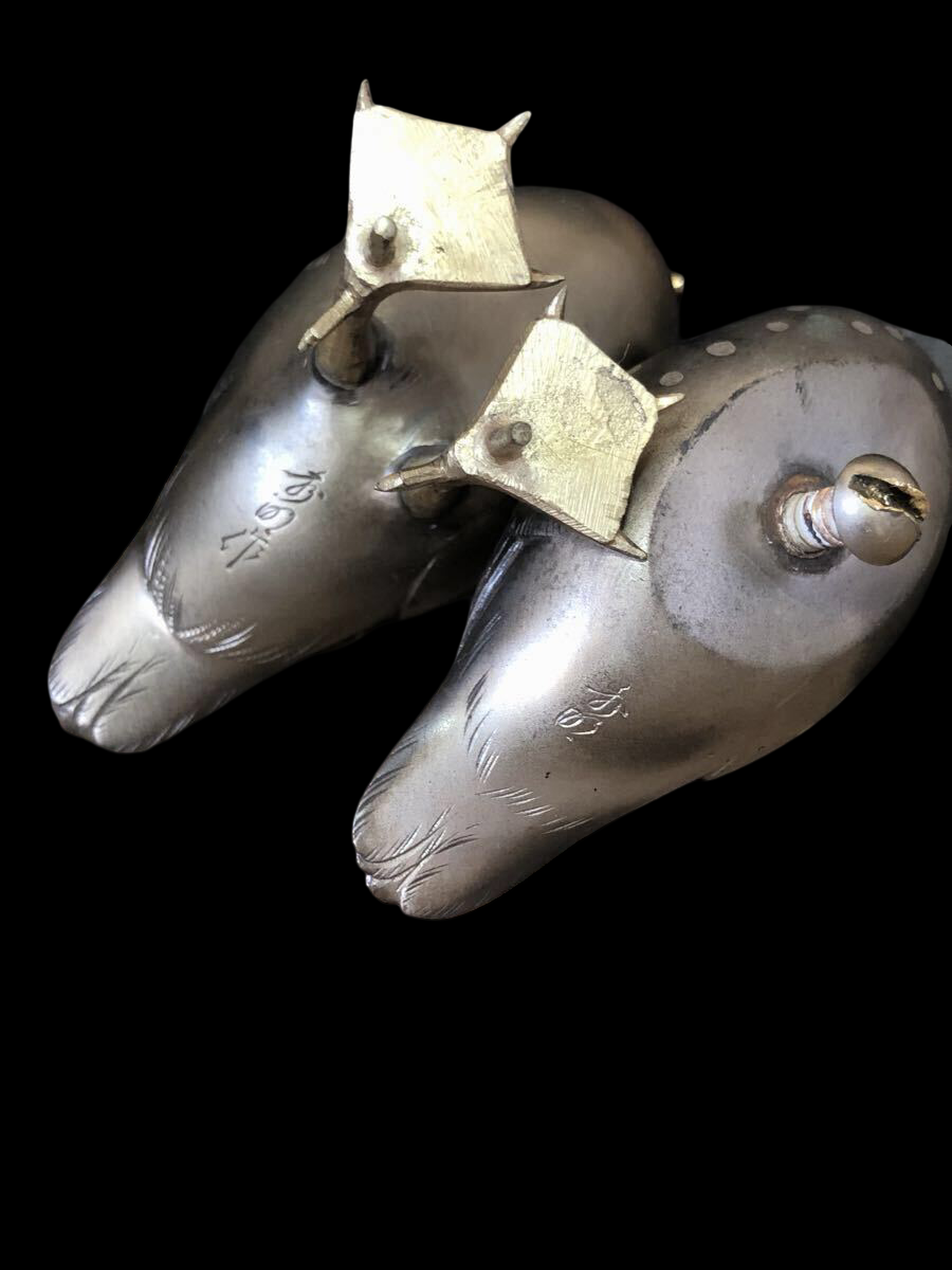 Meiji-Period Bronze Okimono — Birds on Rock Garden Scene — Signed Metalwork Sculpture with Original Storage Box