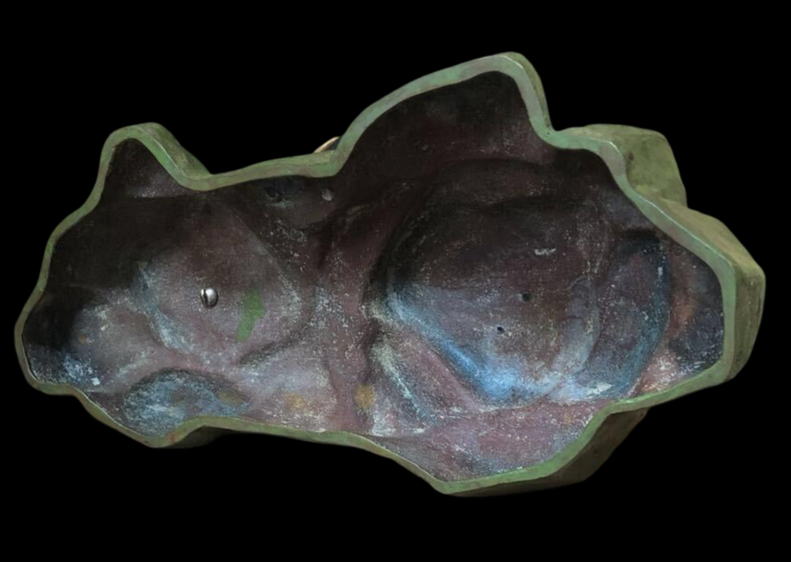 Meiji-Period Bronze Okimono — Birds on Rock Garden Scene — Signed Metalwork Sculpture with Original Storage Box