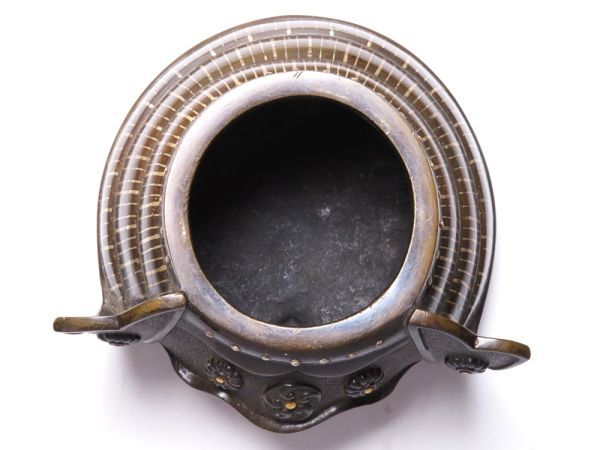 Authentic Meiji Japanese Bronze Kabuto Incense Burner Samurai Helmet Shishi Feet Antique