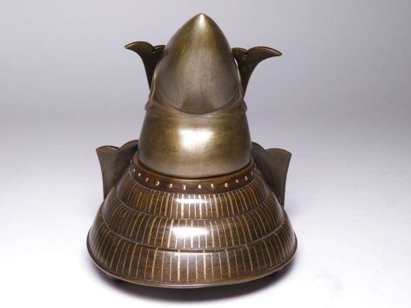 Authentic Meiji Japanese Bronze Kabuto Incense Burner Samurai Helmet Shishi Feet Antique