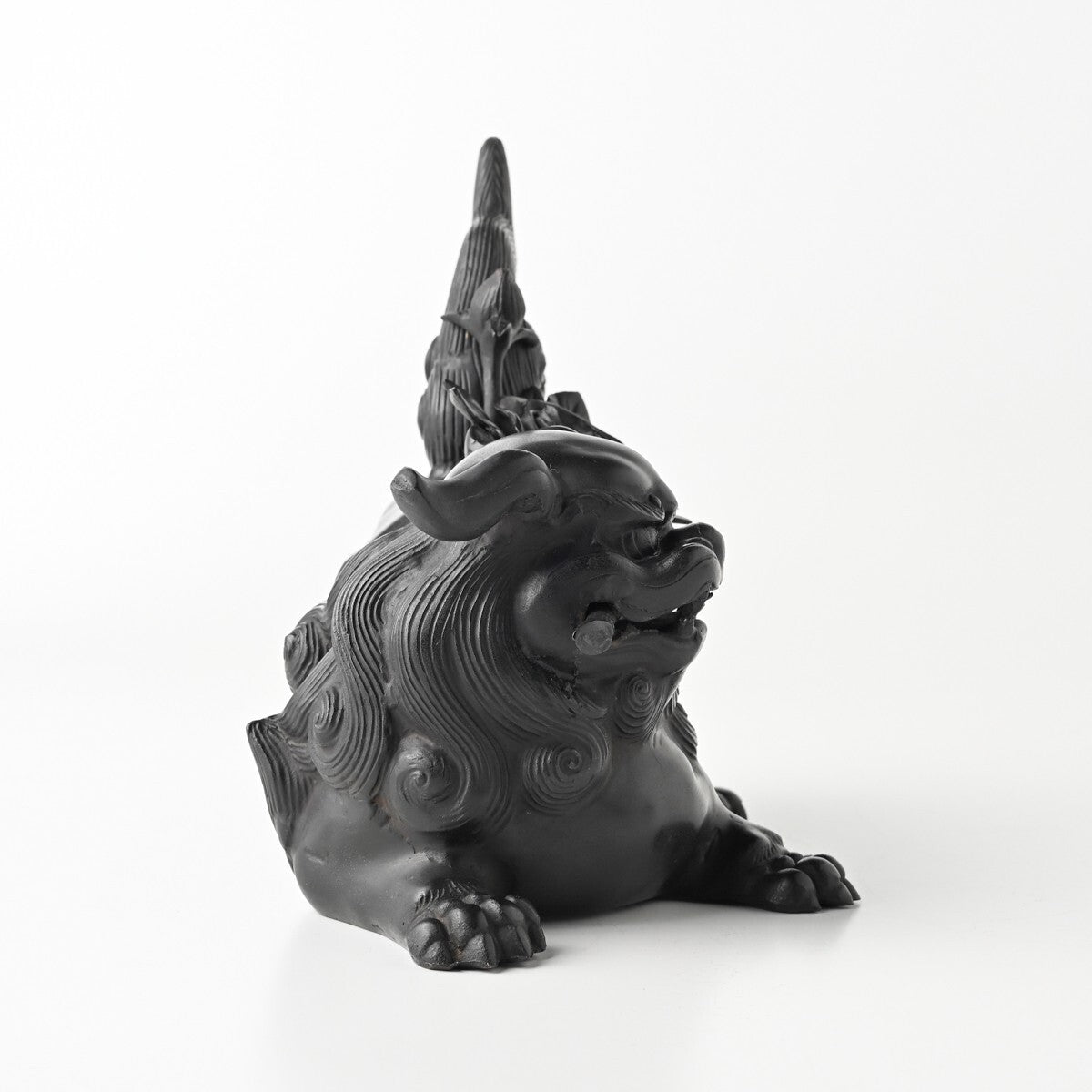 Authentic Meiji Period Japanese Metal Kara Shishi Lion Sculpture — Signed Teruaki