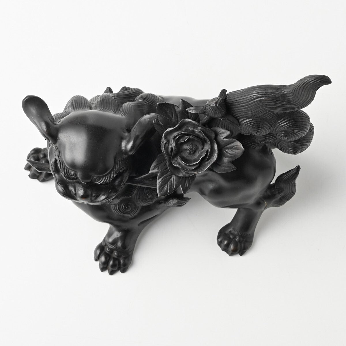 Authentic Meiji Period Japanese Metal Kara Shishi Lion Sculpture — Signed Teruaki