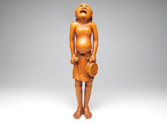 Meiji Wooden Netsuke Figure | Antique Japanese Sagemono Carving | Expressive Human Sculpture