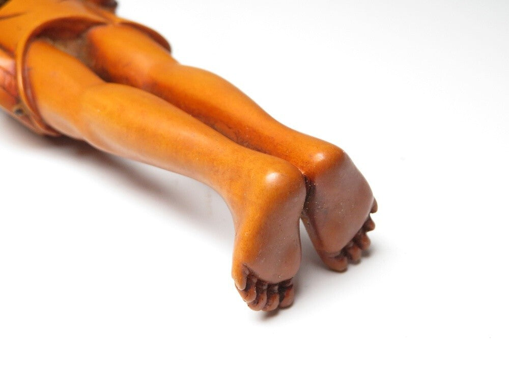 Meiji Wooden Netsuke Figure | Antique Japanese Sagemono Carving | Expressive Human Sculpture