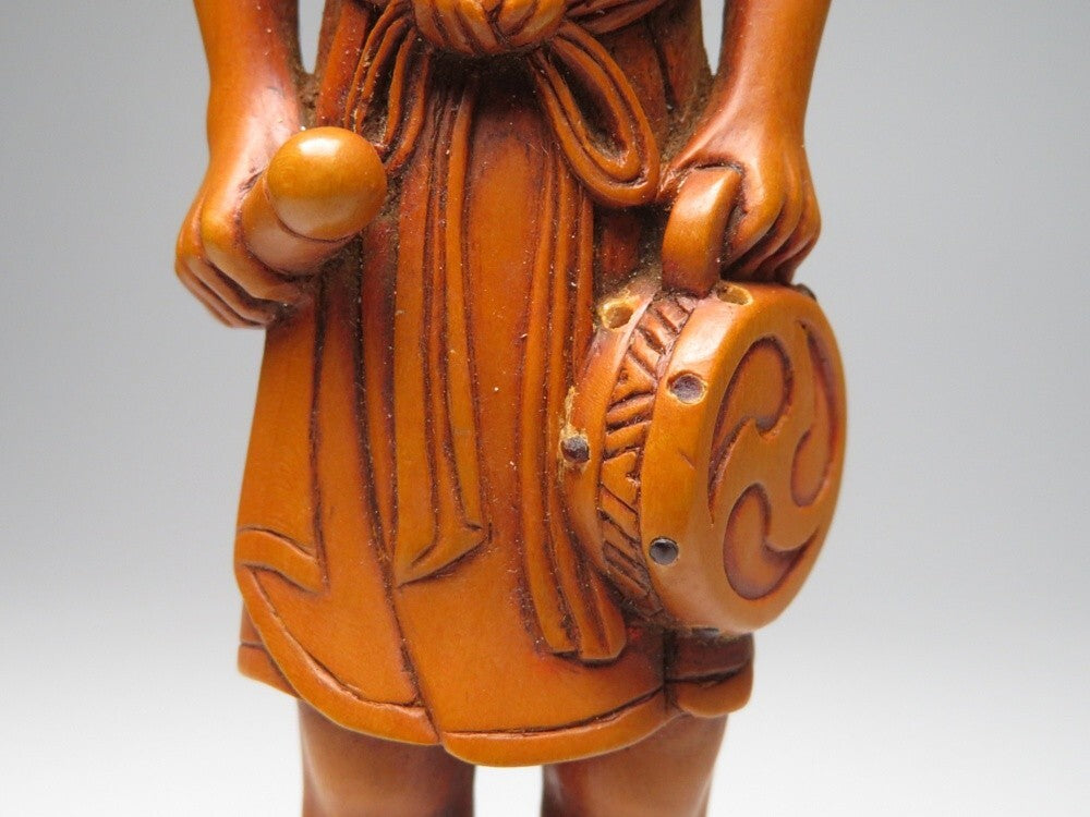 Meiji Wooden Netsuke Figure | Antique Japanese Sagemono Carving | Expressive Human Sculpture