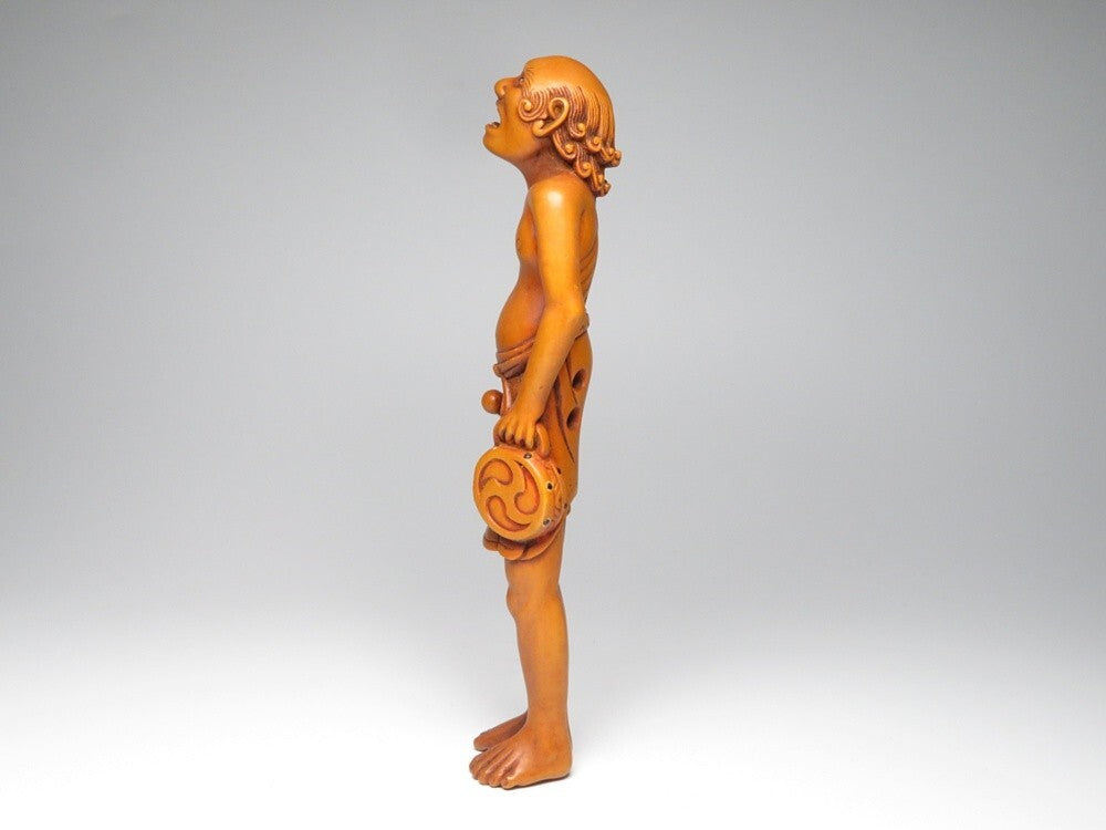 Meiji Wooden Netsuke Figure | Antique Japanese Sagemono Carving | Expressive Human Sculpture