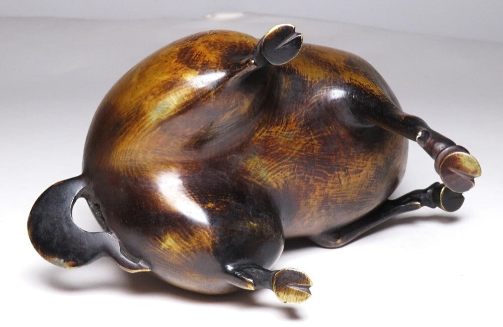 Antique Meiji Japanese Bronze Boar Incense Burner Inoshishi Sentoku Koro Sculpture