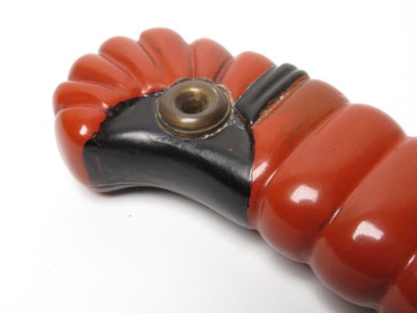 Meiji Tanto‑Shaped Yatate Portable Writing Kit — Red & Black Urushi Lacquer Travel Case, Scholar’s Object, Samurai‑Era Continuity