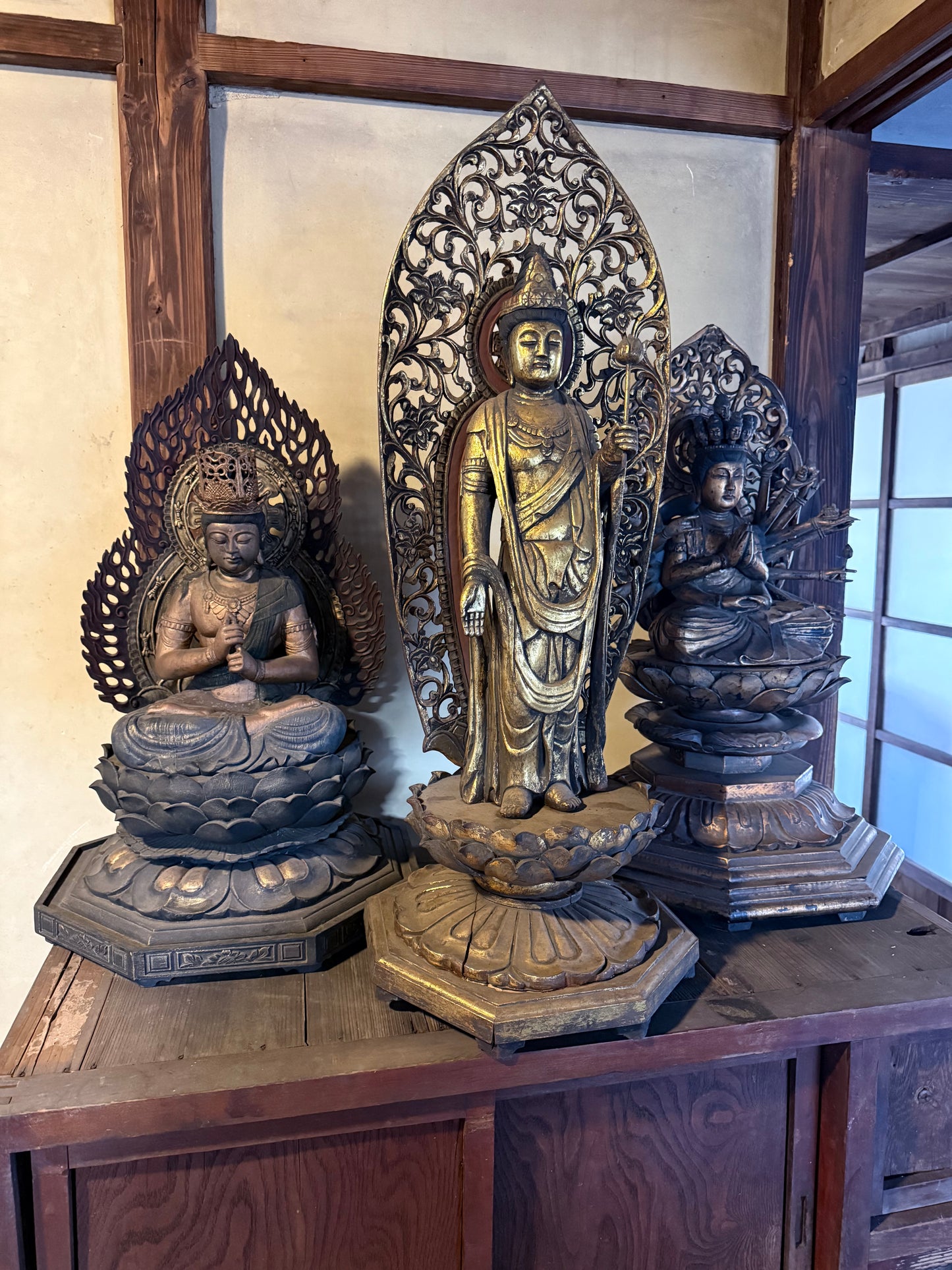 Mid–Late Showa Esoteric Buddhist Triad | Dainichi Nyorai, Shō Kannon & Senju Kannon Monumental Temple Ensemble