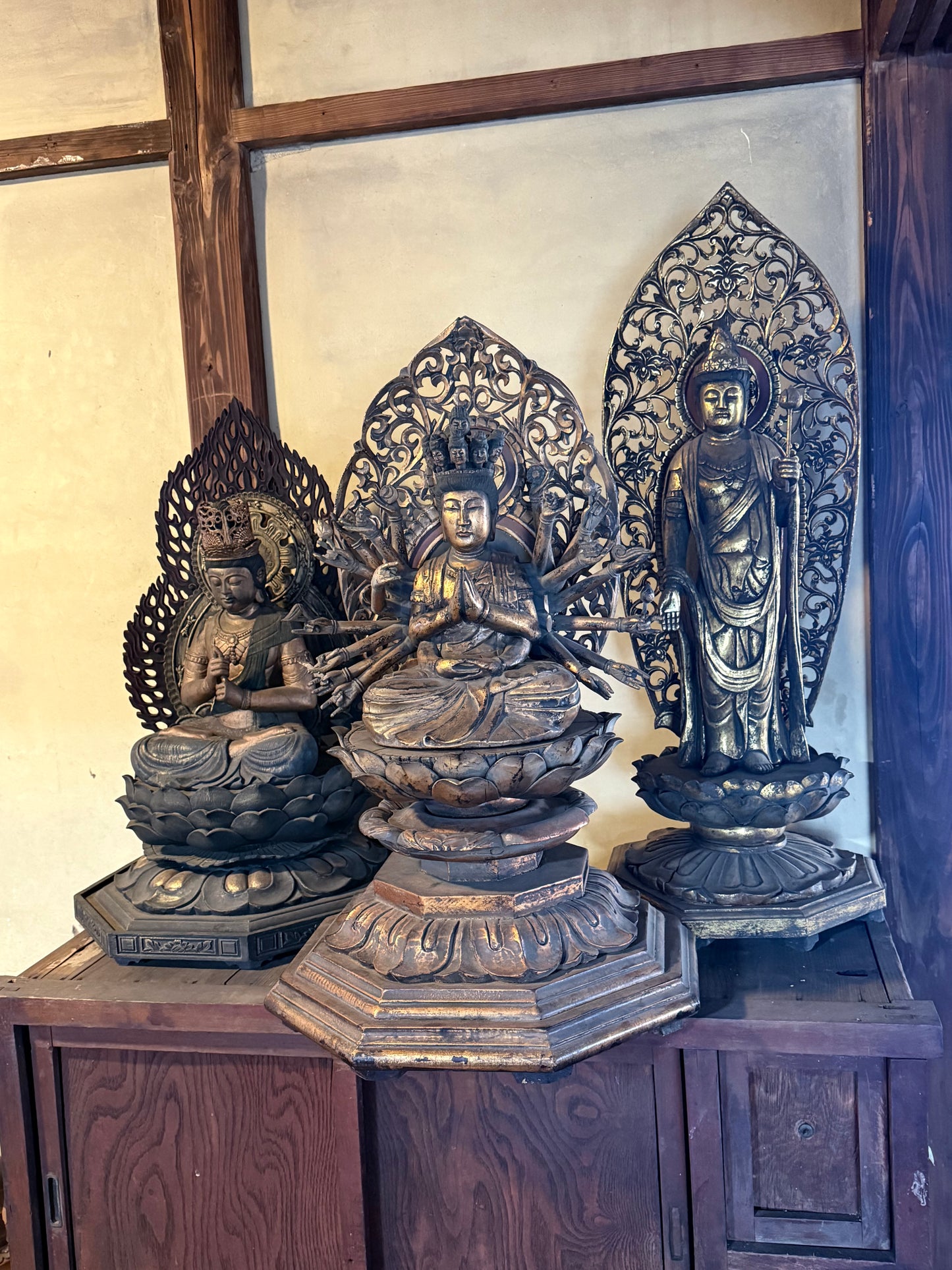 Mid–Late Showa Esoteric Buddhist Triad | Dainichi Nyorai, Shō Kannon & Senju Kannon Monumental Temple Ensemble